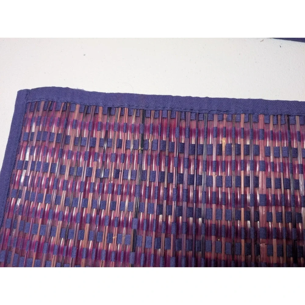 Living Quarters Woven Straw Placemats Purple Burgundy Set of 4 Made India